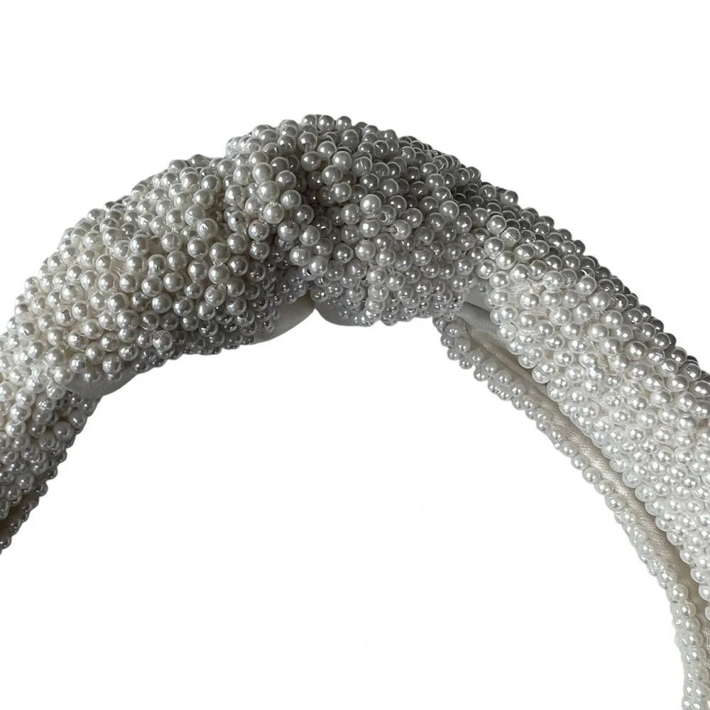 J. Crew White Beaded Knot Headband
